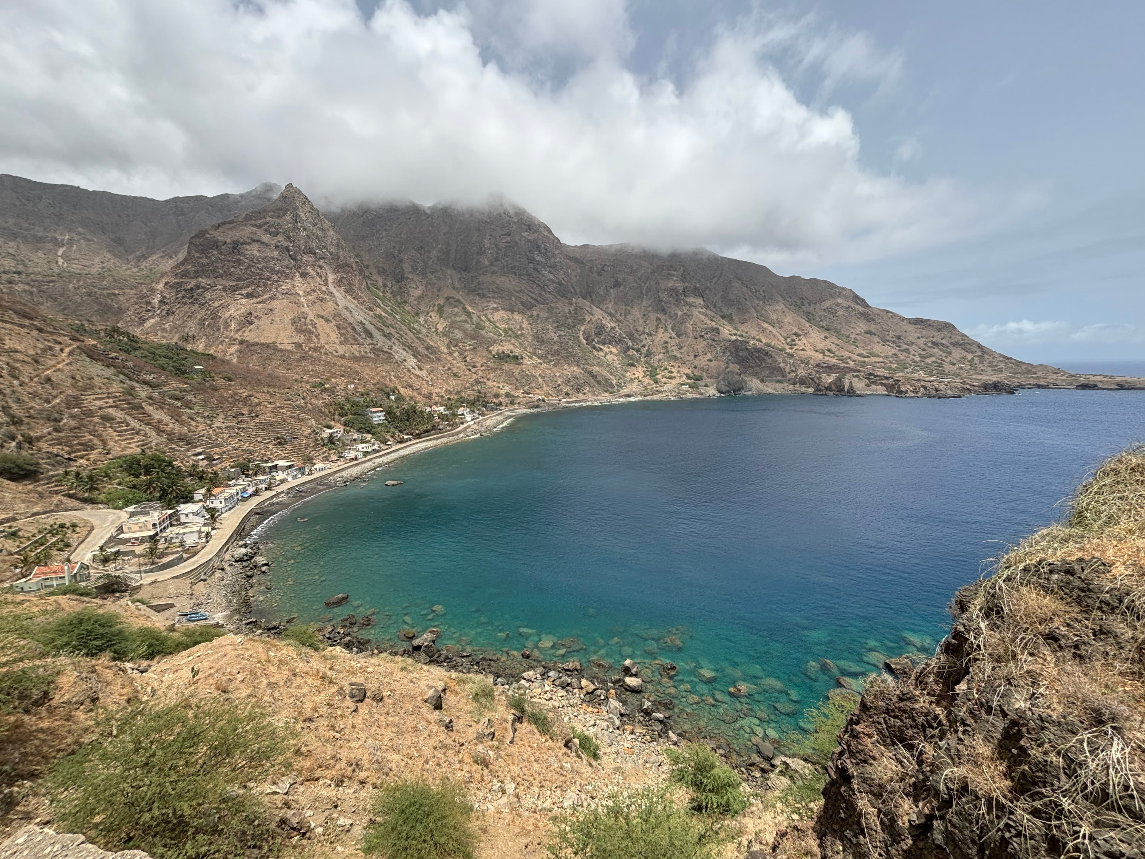 A scenic, panoramic view of Brava, Cape Verde's coastline